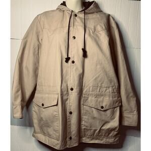 Vtg Saddlesmith Outfitters By Action Hooded Canvas Jacket XS Oversize USA GUC